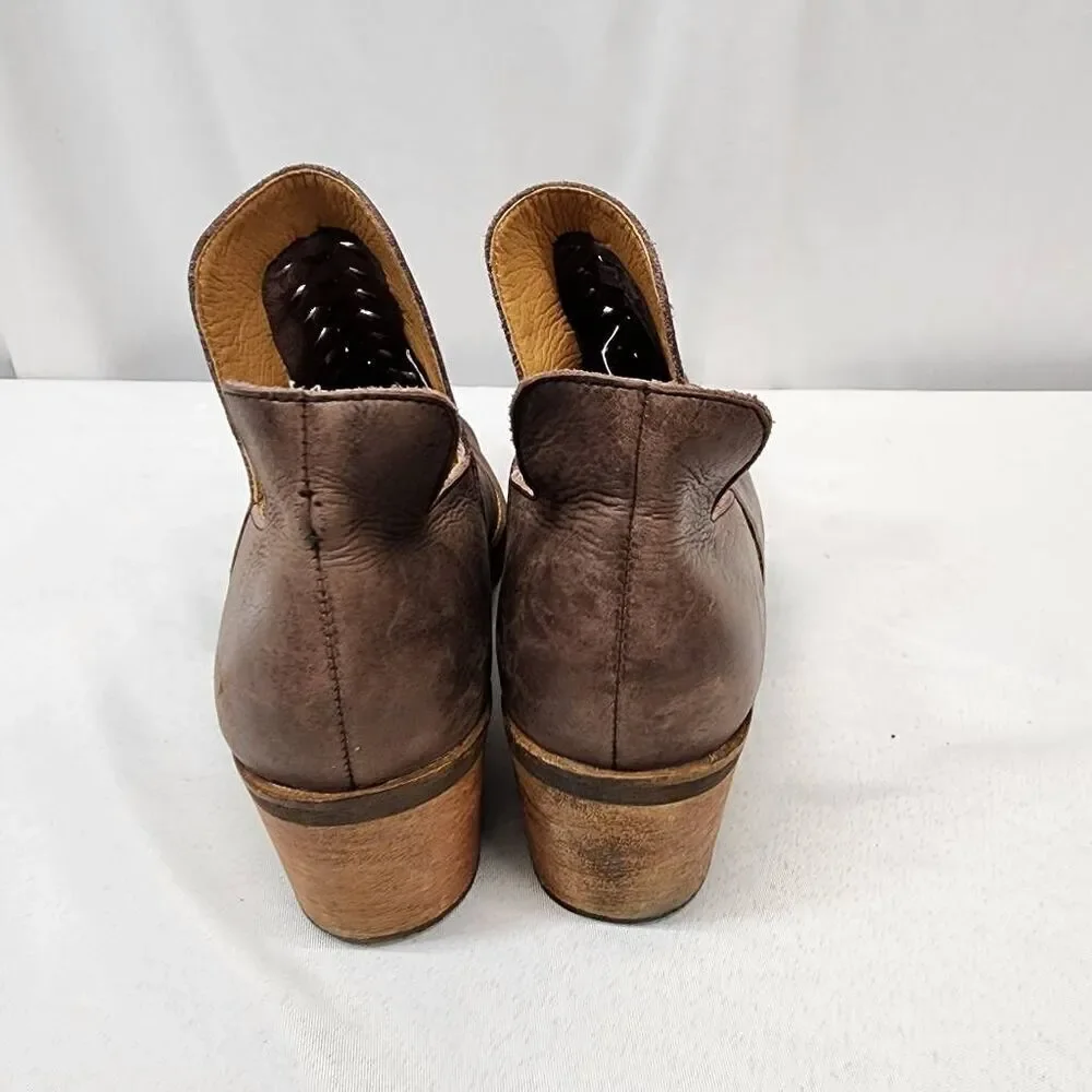 Latigo Anthropologie Kick Soft Leather Woven Western Espresso Booties Women's 11